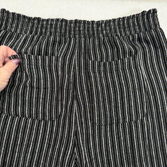 Time & Tru Linen Blend Wide Leg Pull On Pants Relaxed B&W Striped Boho Womens S - Picture 4 of 11